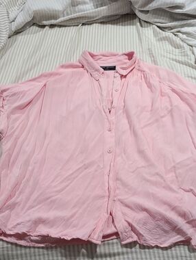 Lane Bryant Pink Roll Sleeve Blouse